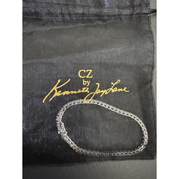 Kenneth Jay Lane CZ Thin Cubic Zirconia & Rhodium Tennis Classic Bracelet - Picture 2 of 7